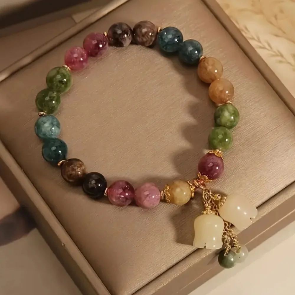 Multicolor Beaded Bracelet with Gold Accents‎